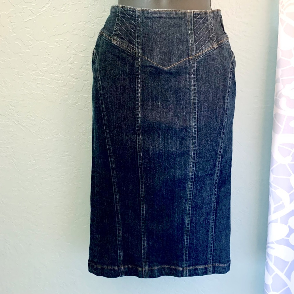 Bebe Denim Lace Back Corset Skirt Size Small